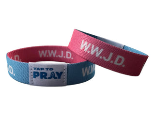 Tap To Pray Wristband Blue & Pink WWJD