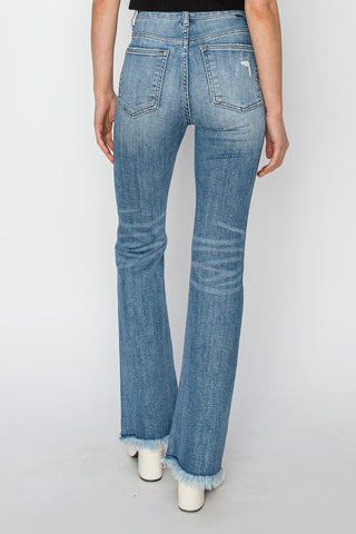 Risen High Rise Vintage Fray Hem Bootcut Jeans