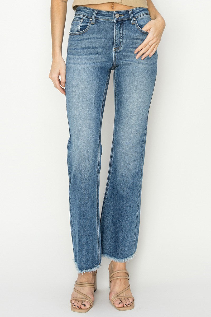 Risen Frayed Hem Bootcut Jeans