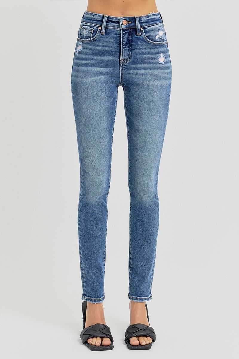 Risen Tummy Control Ankle Skinny Jeans