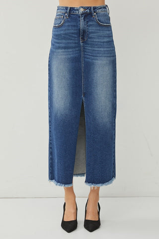 Risen Dark Wash High Rise Long Skirt FINAL SALE