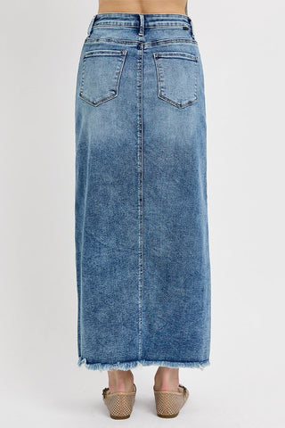 Risen Medium Wash High Rise Long Skirt FINAL SALE