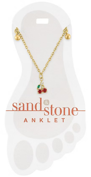 Gold Cherry Dangle Anklet