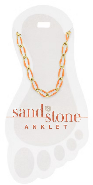 Gold Orange Enamel Link Chain Anklet