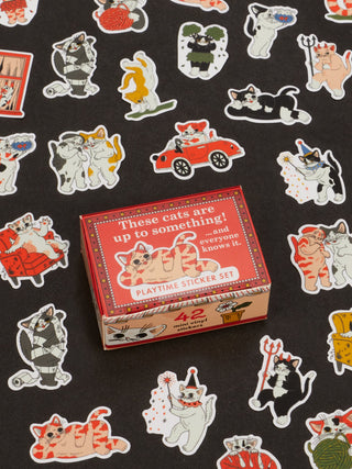 These Cats Are Up To Something – Mini Vinyl Sticker Set (42 Stickers)