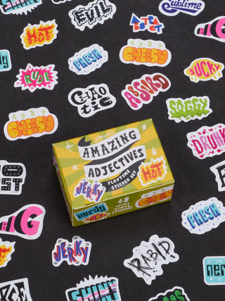 Amazing Adjectives – Mini Vinyl Sticker Set (48 Stickers)