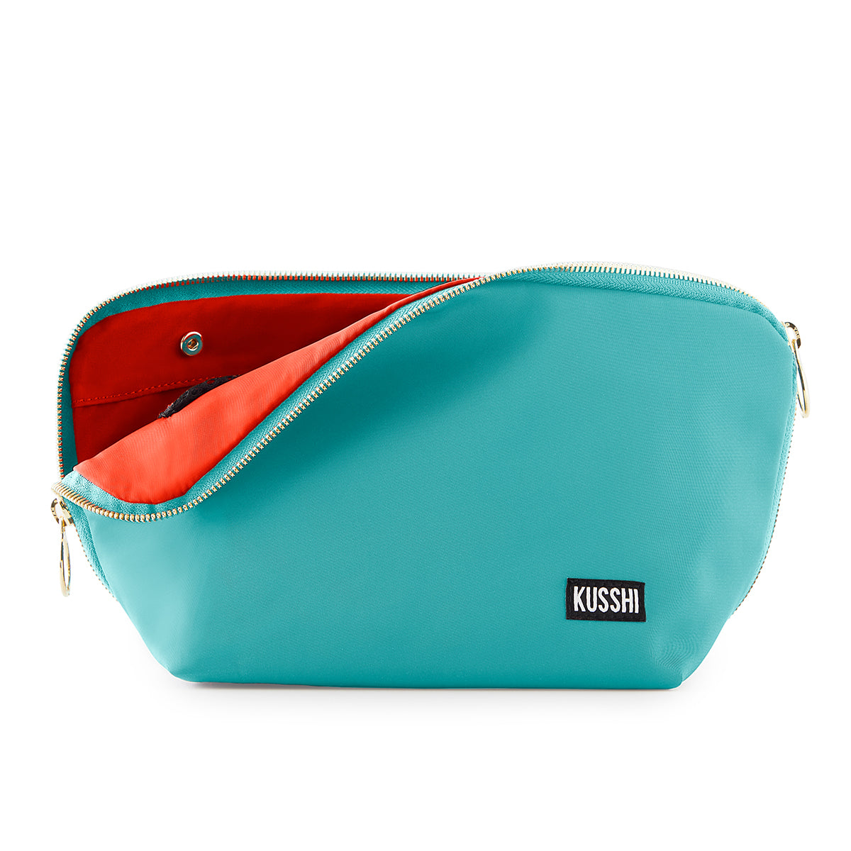 Signature Makeup Bag Green / Bright Orange