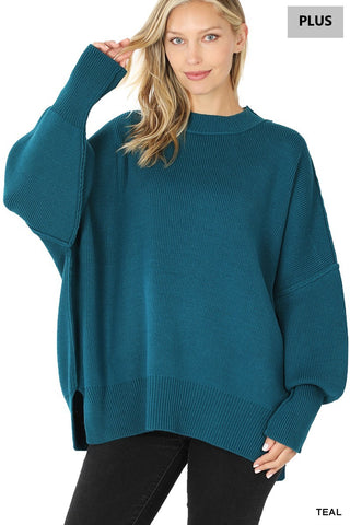 Plus Size Side Slit Oversized Sweater FINAL SALE
