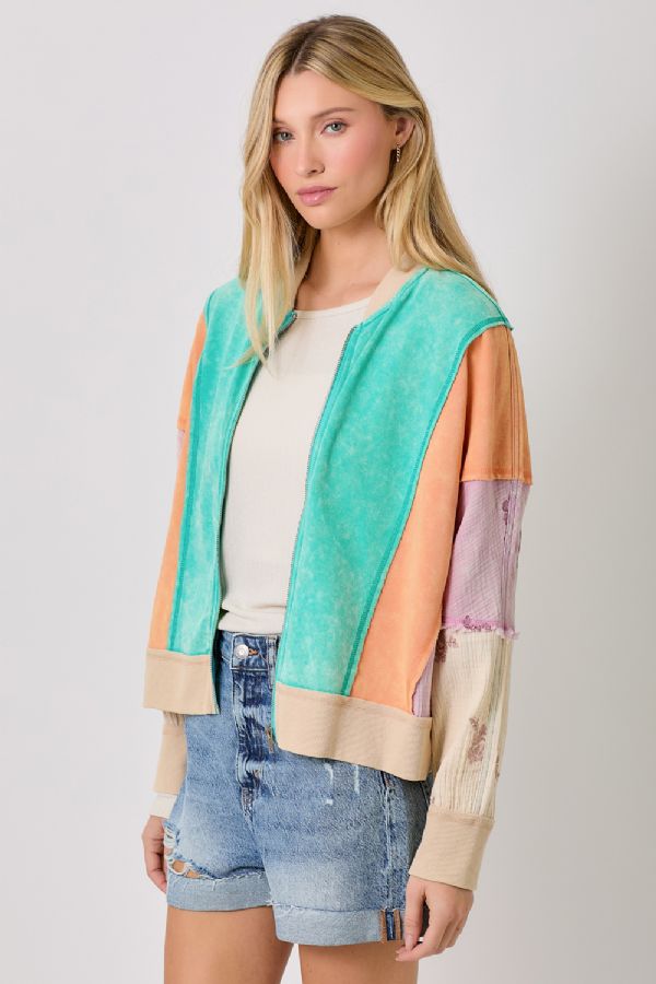 Mixed Media Color Blocked Jacket FINAL SALE