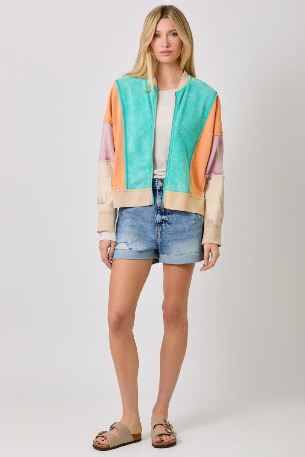 Mixed Media Color Blocked Jacket FINAL SALE