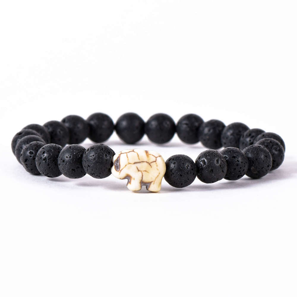 The Expedition Elephant Bracelet - Lava Stone