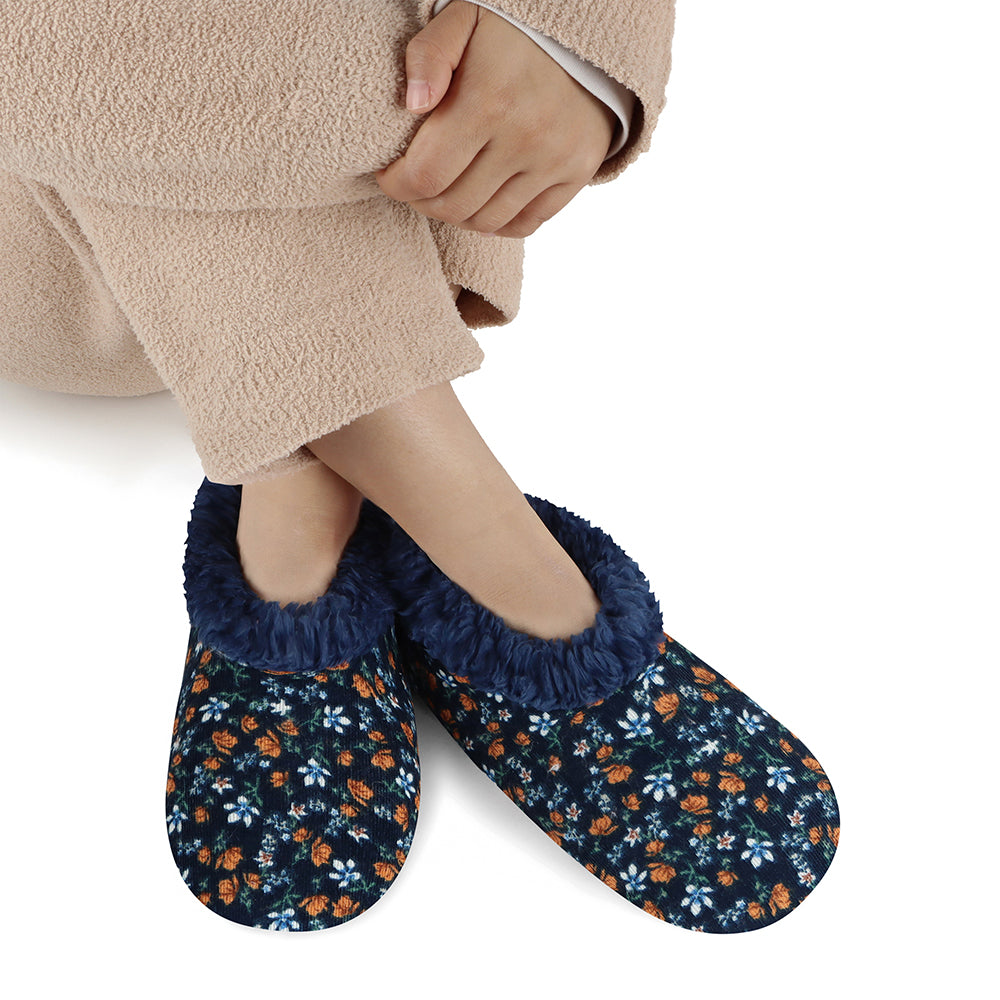Floral Corduroy Snoozies Slippers