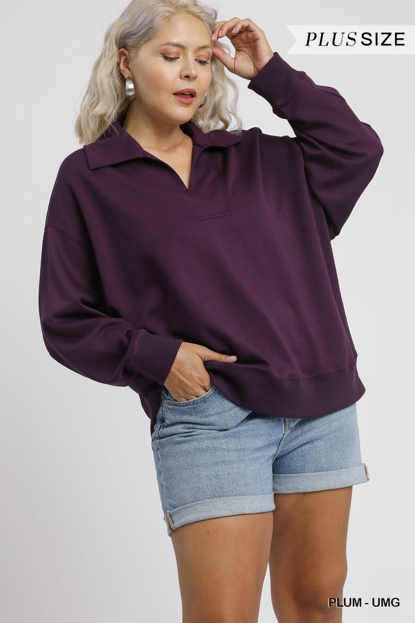 Plus Size Luxeknit Collared Pullover