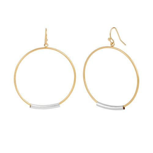 Gold Hoop w/ Metal Bar Earrings