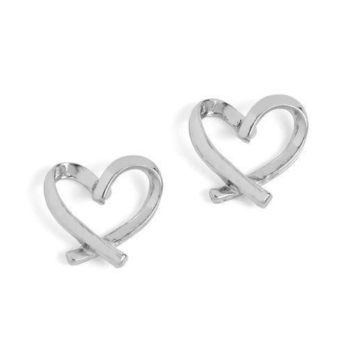 * Silver Heart Stud Earrings