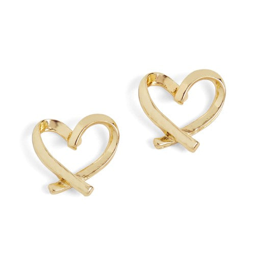 * Gold Heart Stud Earrings