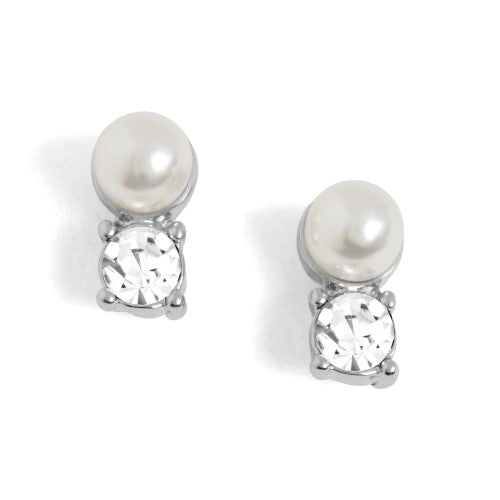 * Silver Pearl Stone Stud Earrings