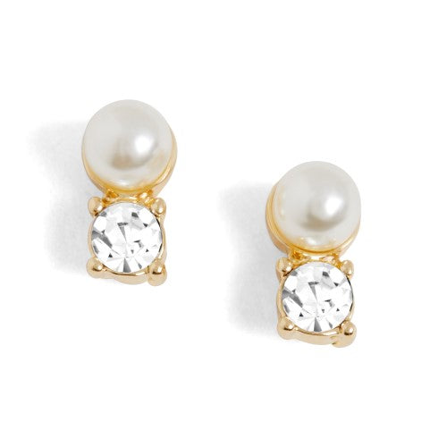 * Gold Pearl Stone Stud Earrings