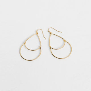 * Gold Double Teardrop Dangle Earrings