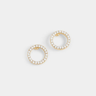Gold Bejeweled Ring Stud Earrings