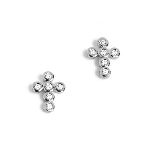 Silver Bedazzled Cross Stud Earrings