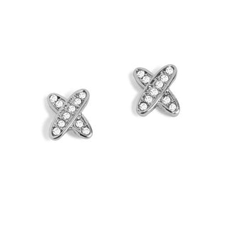 Silver Criss Cross Stud Earrings
