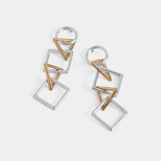 Mixed Metal Mixed Shapes Dangle Earrings