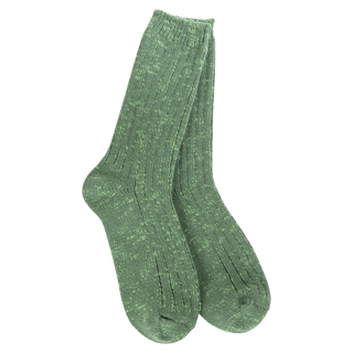 Ivy Green Cotton Slub Marled Crew Socks