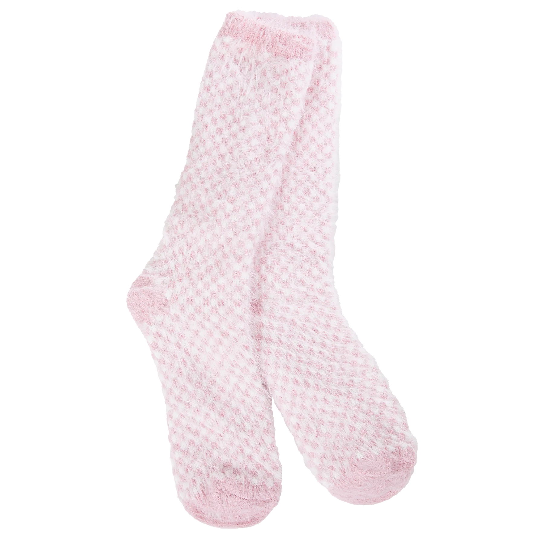 Candy Pink Check Crew Socks