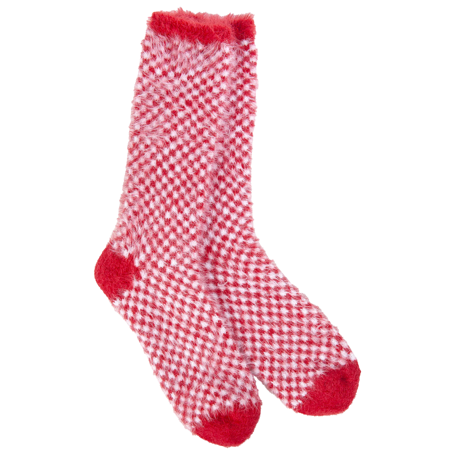 Holiday Feather Red Check Crew Socks