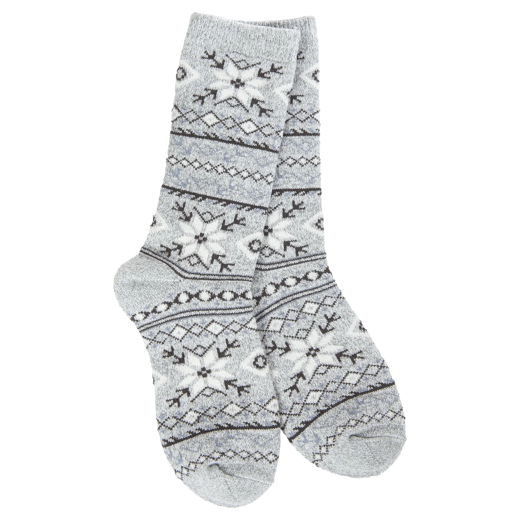 Holiday Mini Crew Socks - Fair Isle Grey