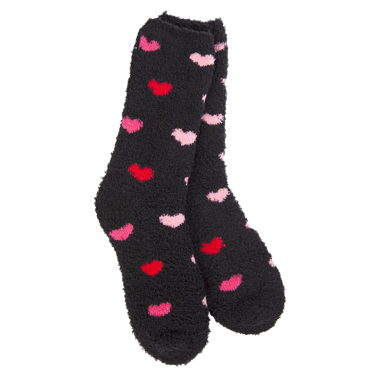 World's Softest Crew Socks with red and pink hearts