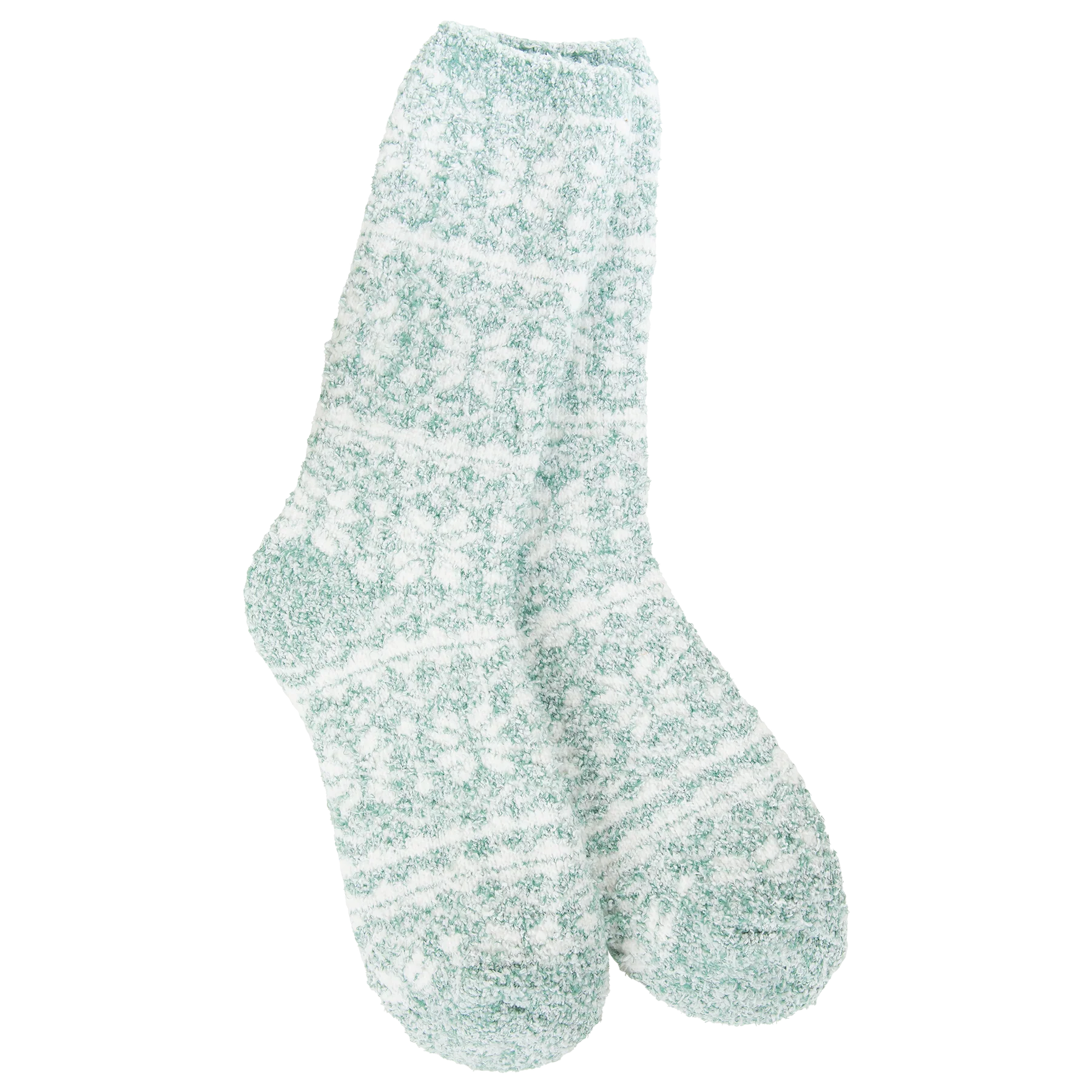 Fair Isle Green Crew Socks