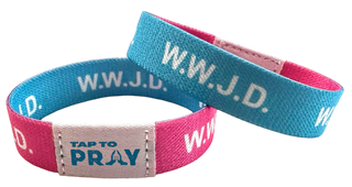 Tap To Pray Wristband Blue & Pink WWJD