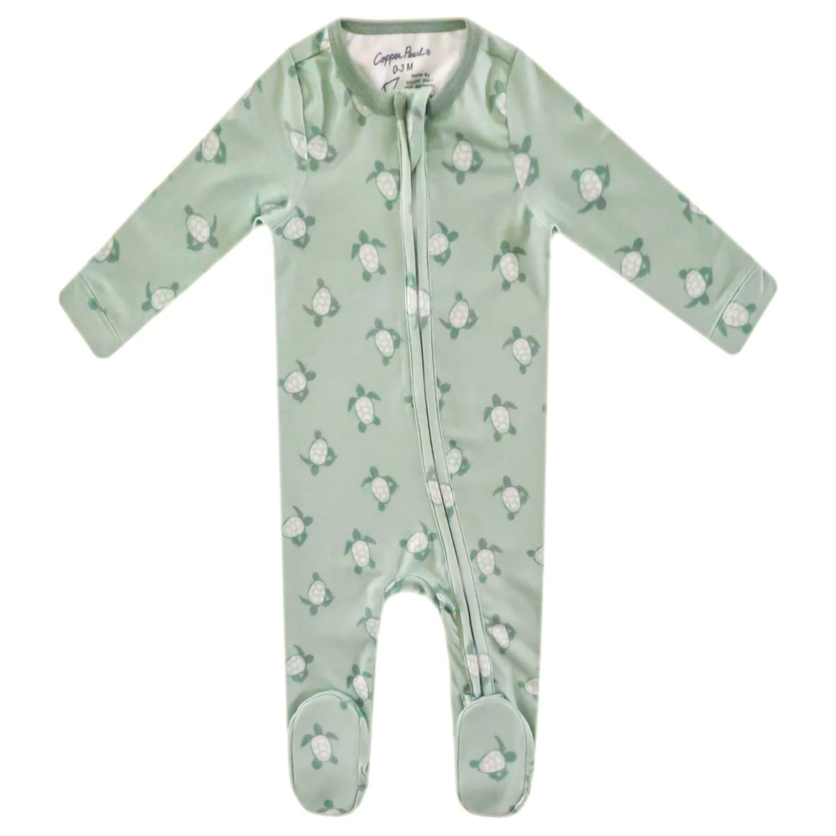 Wade Copper Pearl Zip Up Footie Pajamas