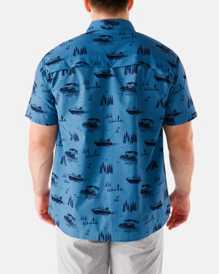 Waggle Wake Life Men's Outpost Short Sleeve Button Down Shirt