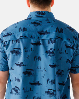 Waggle Wake Life Men's Outpost Short Sleeve Button Down Shirt