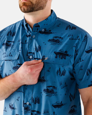 Waggle Wake Life Men's Outpost Short Sleeve Button Down Shirt