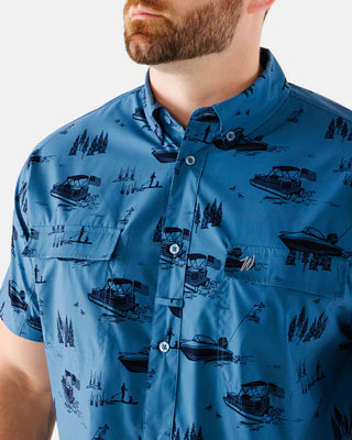 Waggle Wake Life Men's Outpost Short Sleeve Button Down Shirt