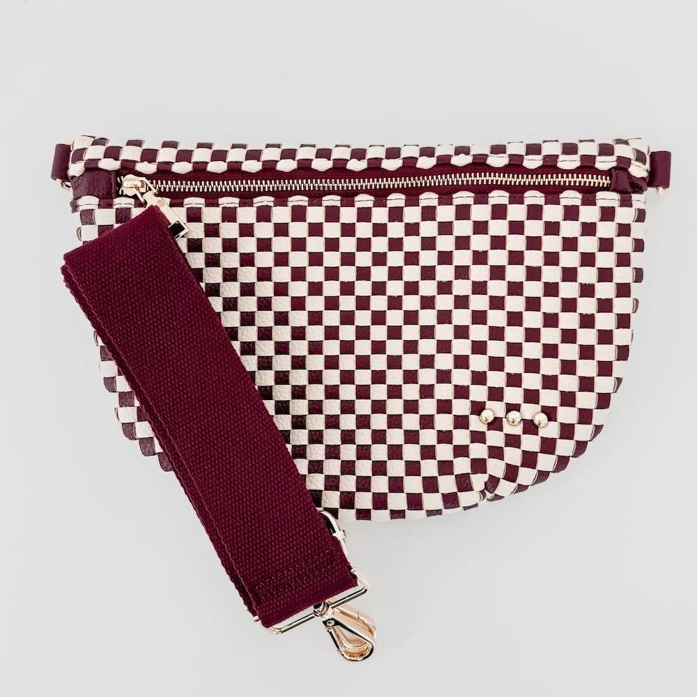 Westlyn Woven Bum Bag Checkered Burgundy