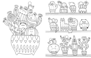 Inside coloring page from  A Million Cute Animals Coloring Book by Lulu Mayo featuring adorable illustrated woodland animals, birds, rabbits, foxes, and flowers.