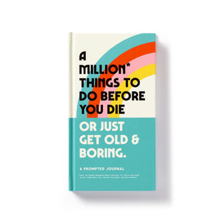 Brass Monkey A Million Things to Do Before You Die Prompted Journal — a 200-page vintage-inspired hardcover bucket list journal, 4.5x8.5 inches, by Chronicle Books
