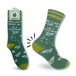 You Can't Scare Me I'm A Teacher | Funny Socks | Green Socks