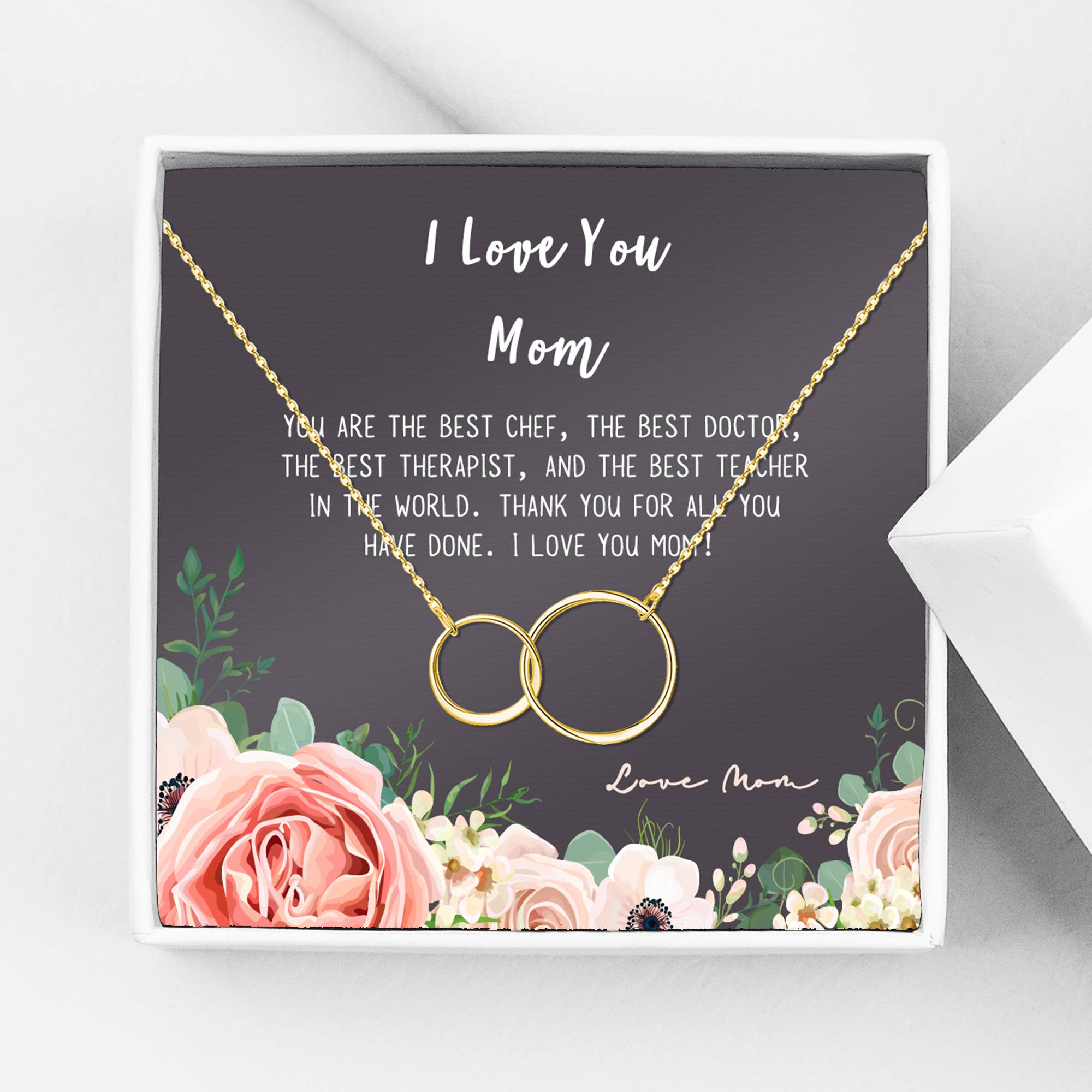 Infinity Necklace with I Love You Card Jewelry Set