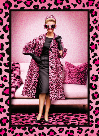 Birthday Card Women in Leopard Coat