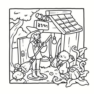 Cozy Witchy Halloween Coloring Book