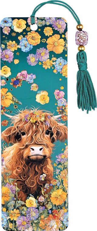 Highland Cow Beaded Bookmark