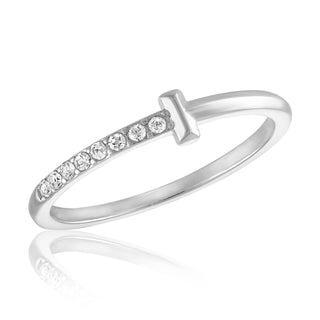 CZ T-Shaped Silver Stack Ring