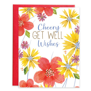 With Scripture Get Well Greeting Card - Cheerful Flowers