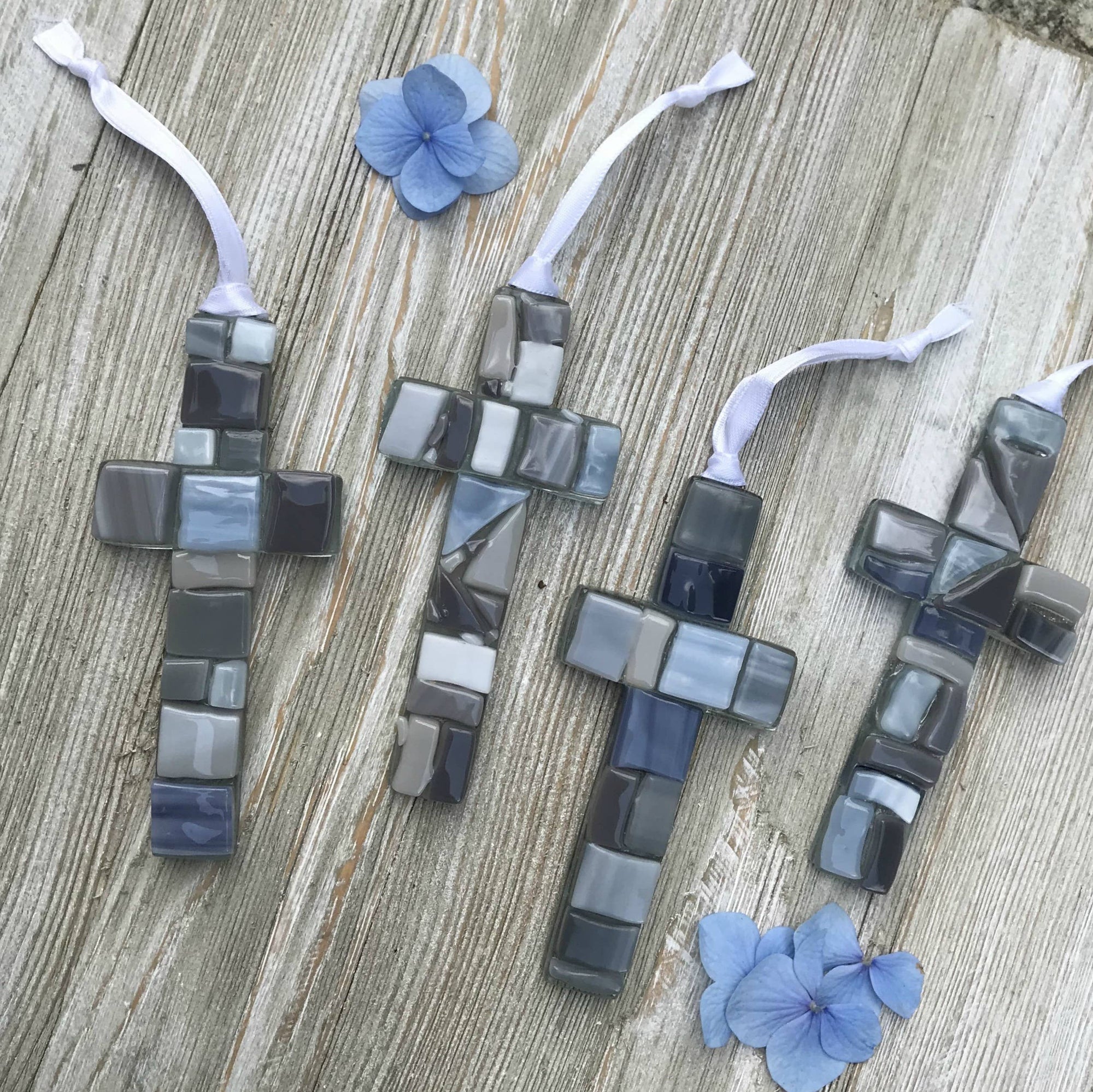 Wedding Day Handmade Mosaic Glass Cross